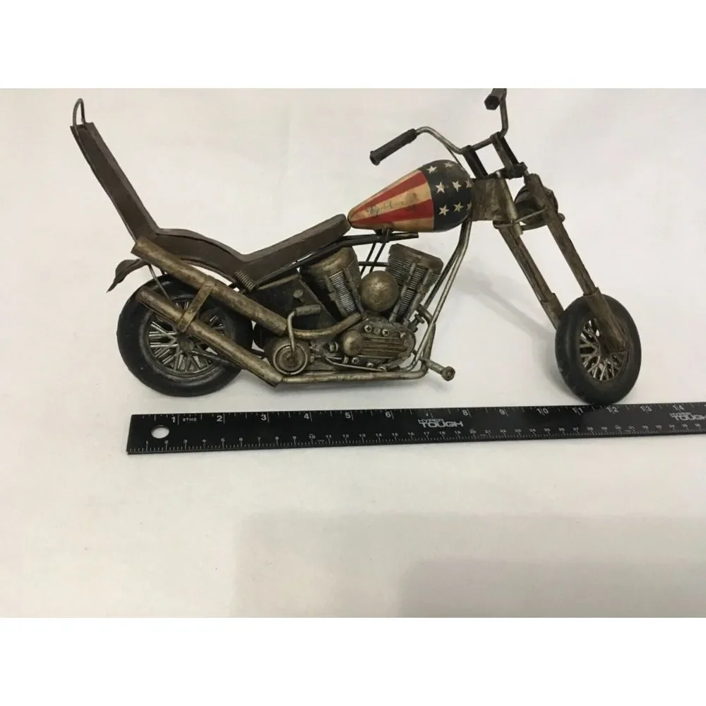 Vintage Metal‎ Motorcycle Model With American Flag Design/ collector